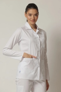 Jacheta medicala capse cu maneca lunga NORA-Roz antic - Img 2