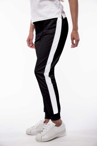 Pantalon medical ART stretch (cu elastan)Negru contrast alb cu buzunare si mansete pentru femei