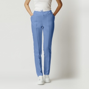 Pantaloni ART stretch(cu elastan) cu dunga pentru femei-Azur - Img 1