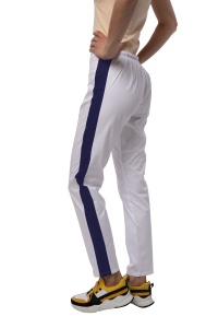 Pantaloni medicali ART stretch (cu elastan) Alb cu contrast Bleumarin pentru femei
