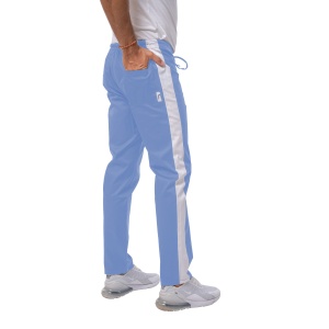 Pantaloni medicali ART stretch (cu elastan) cu contrast pentru barbati AZUR-ALB