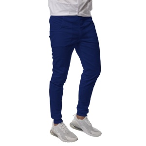 Pantaloni medicali ART stretch (cu elastan) cu manseta pentru barbati-Albastru safir