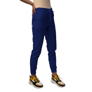 Pantaloni medicali ART stretch (cu elastan) jogger pentru femei-Albastru Safir - Img 1