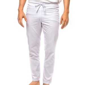 Pantaloni medicali ART stretch (cu elastan) pentru barbati-Alb