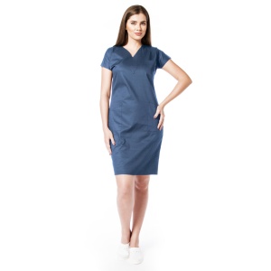 Sarafan medical din poplin ACTIVA -Albastru nocturn