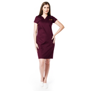 Sarafan medical din poplin personalizat-Visiniu