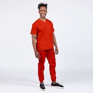 Uniforma medicala CLASS cu pantaloni jogger pentru barbati -Rosu - Img 1