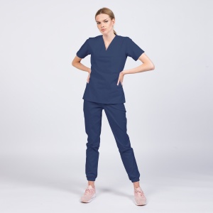 Uniforma medicala CLASS cu pantaloni jogger pentru femei -Albastru nocturn - Img 1