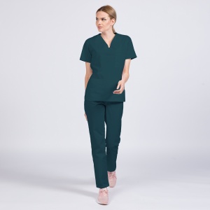 Uniforma medicala CLASS stretch (cu elastan) cu pantalon pentru femei-Verde Marin - Img 1