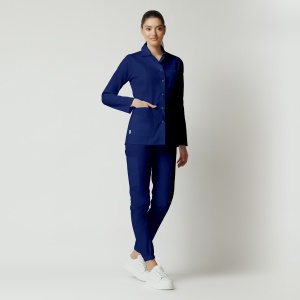 Uniformă medicală Nora cu jachetă mânecă lungă și pantaloni jogger-Albastru safir