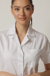 Uniformă medicală Nora cu jachetă mânecă scurtă și pantaloni jogger-Albastru safir - Img 3