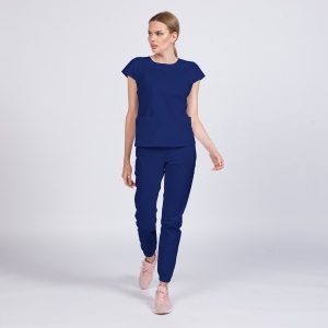 Uniforma medicala SPRINT stretch cu pantalon jogger pentru femei-Albastru safir - Img 1
