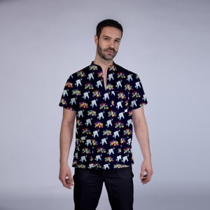 Uniformă medicală Stil cu imprimeu Denta și pantaloni clasici pentru bărbați