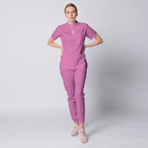 Uniforma medicala STIL cu pantaloni jogger pentru femei-Fucsia - Img 1