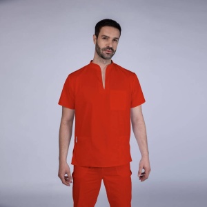 Uniforma medicala stretch STIL (cu elastan) cu pantaloni pentru barbati -Rosu