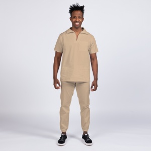 Uniforma medicala stretch TREND (cu elastan) cu pantaloni jogger pentru barbati -Bej