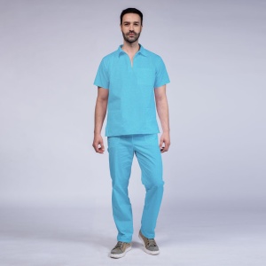 Uniforma medicala stretch TREND (cu elastan) cu pantaloni pentru barbati -Ocean