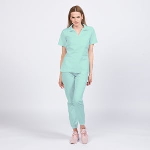 Uniforma medicala TREND cu pantaloni jogger pentru femei-Aqua