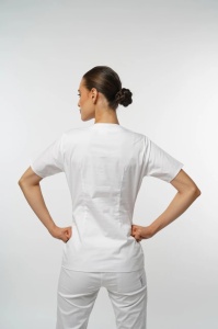 Uniforma medicala TREND stretch (cu elastan) cu pantaloni jogger pentru femei-Gri - Img 3