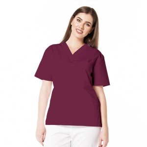 Bluza medicala KULT clasica din poplin pentru femei-Visiniu