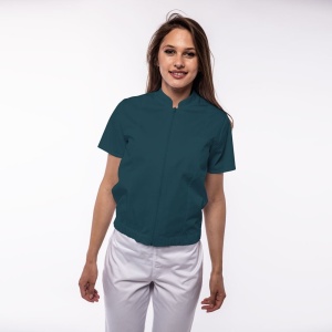 Bomber medical cu maneca scurta si bordura elastica pentru femei TRAFIC-Verde marin