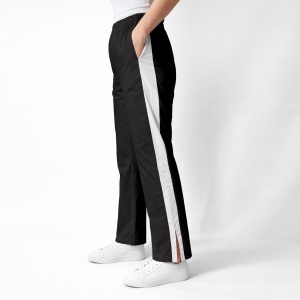 Pantaloni medicali Art stretch evazați cu contrast pentru femei-negru cu alb