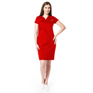 Sarafan medical din poplin personalizat ACTIVA -Rosu