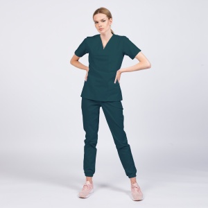 Uniforma medicala CLASS stretch (cu elastan) cu pantalon jogger pentru femei-Verde marin