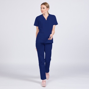 Uniforma medicala CLASS stretch (cu elastan) cu pantalon pentru femei-Albastru safir - Img 1