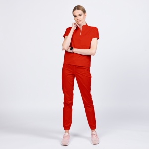 Uniforma medicala FABS cu pantalon jogger pentru femei -Rosu - Img 1
