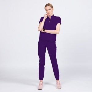 Uniforma medicala FABS stretch cu pantalon jogger pentru femei-Liliac - Img 1