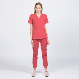 Uniforma medicala KULT stretch cu pantaloni jogger pentru femei-Coral