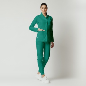Uniformă medicală Nora cu jachetă mânecă lungă și pantaloni jogger-Verde menta