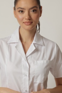 Uniformă medicală Nora cu jachetă mânecă scurtă și pantaloni jogger-Alb - Img 3