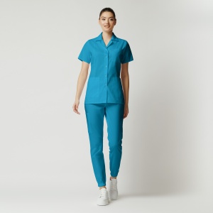 Uniformă medicală Nora cu jachetă mânecă scurtă și pantaloni jogger-Turqoise
