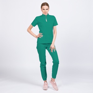 Uniforma medicala STIL stretch cu pantaloni jogger pentru femei-Verde menta - Img 1