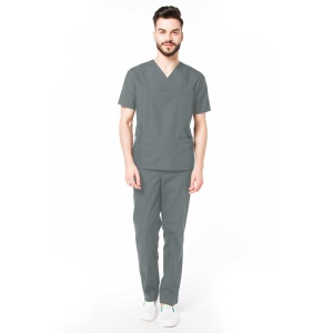 Uniforma medicala stretch CLASS (cu elastan) cu pantaloni pentru barbati-Gri