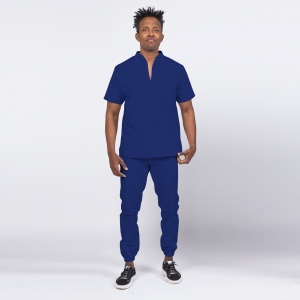 Uniforma medicala stretch STIL (cu elastan) cu pantaloni jogger pentru barbati -Albastru safir