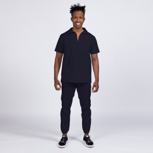 Uniforma medicala stretch TREND (cu elastan) cu pantaloni jogger pentru barbati -Bleumarin