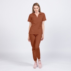 Uniforma medicala TREND cu pantaloni jogger pentru femei -Caramel