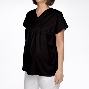 Bluza medicala Hope din poplin pentru viitoare mamici-Negru