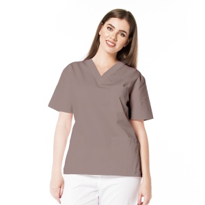 Bluza medicala KULT clasica din microfibra pentru femei-Mocca