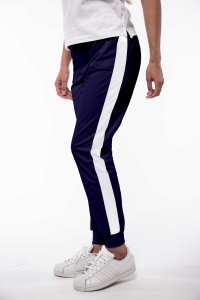 Pantalon medical ART stretch (cu elastan)Bleumarin contrast alb cu buzunare si mansete pentru femei