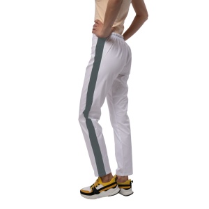 Pantaloni medicali ART stretch (cu elastan) Alb cu contrast Gri metal pentru femei