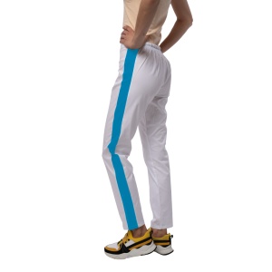 Pantaloni medicali ART stretch (cu elastan) Alb cu contrast Turqoise pentru femei