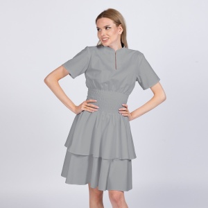 Rochie medicala stretch (cu elastan) FRILL -Gri
