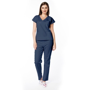 Uniforma medicala DOLL cu bluza cambrata si pantalon-Albastru nocturn - Img 1