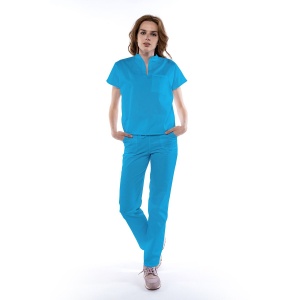 Uniforma medicala FABS stretch (cu elastan) cu pantalon pentru femei-Turqoise - Img 1