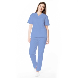 Uniforma medicala KULT stretch (cu elastan) cu pantalon pentru femei-Azur