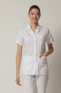 Uniformă medicală Nora cu jachetă mânecă scurtă și pantaloni jogger-Albastru safir - Img 5